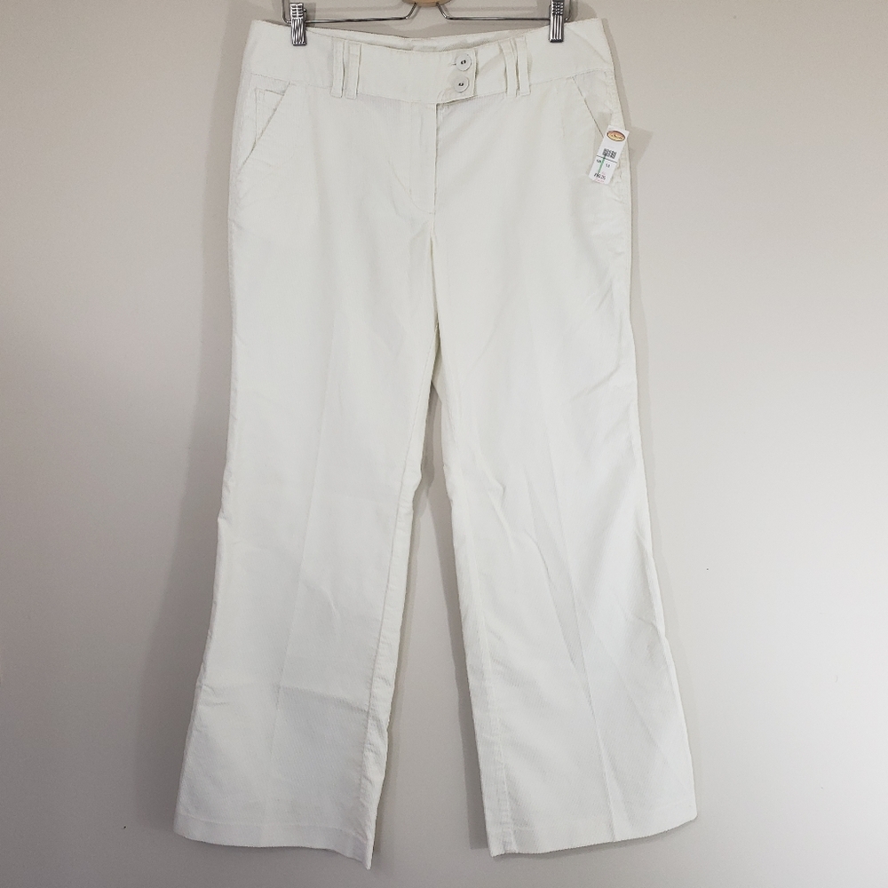 Talbots Pants White Corduroy Trouser Size 14 NWT